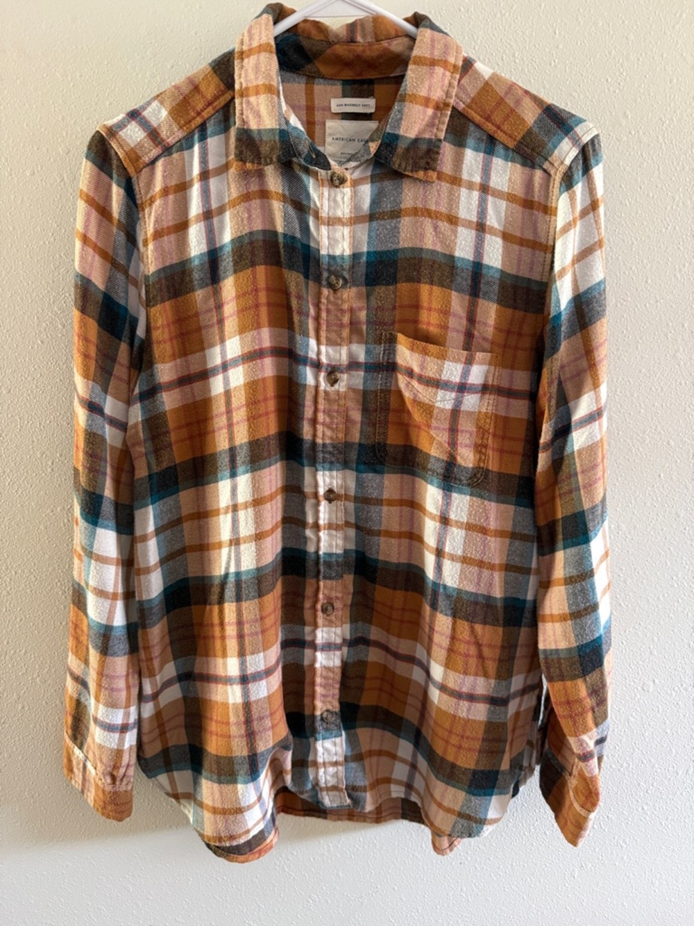 American Eagle Plaid Button-Up Flannel Shirt